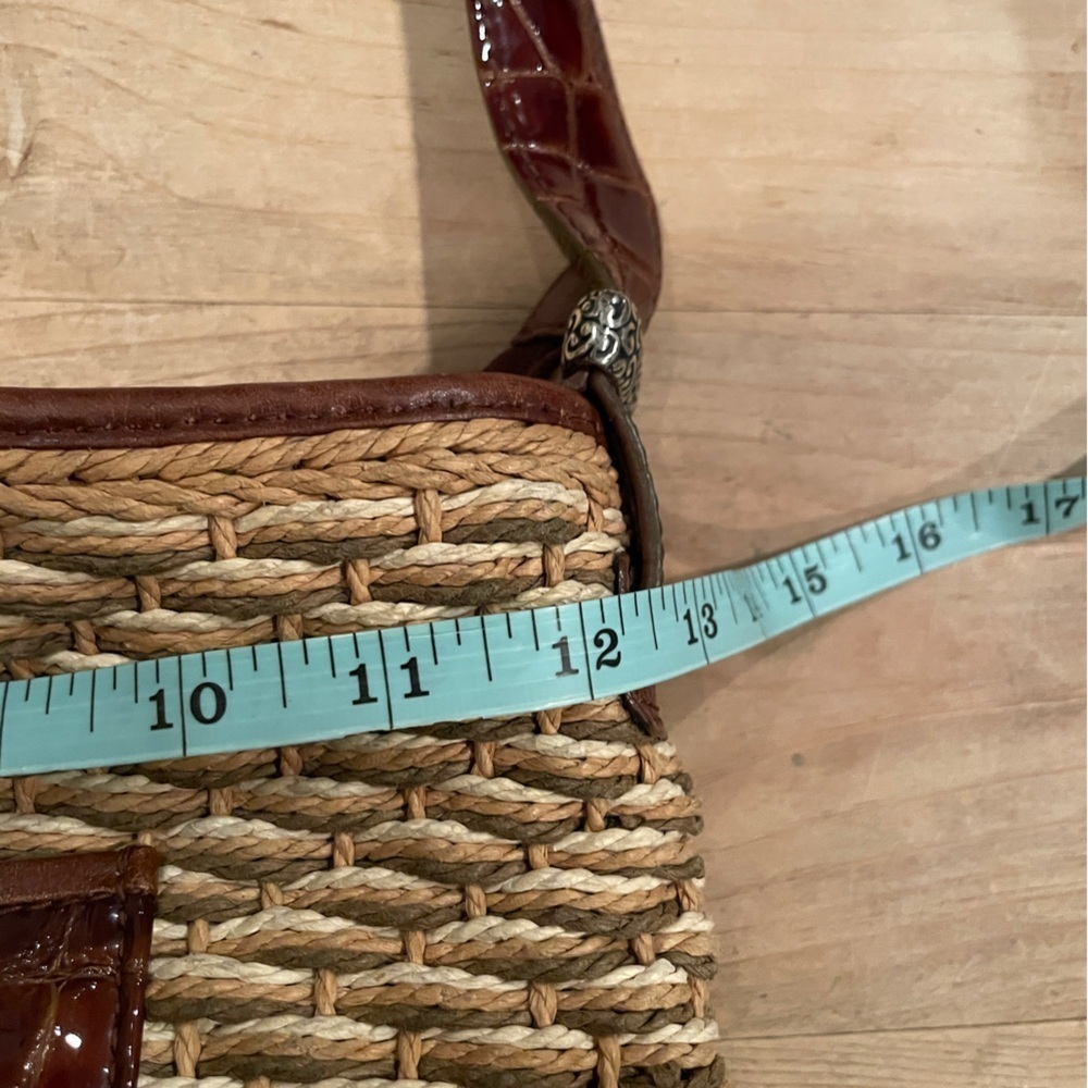 Brighton Crocodile Strap & Pocket animal silk lined silver accents Purse Bag EUC - Picture 5 of 16